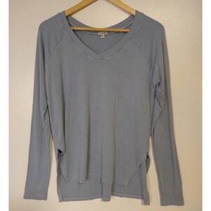 PJ Harlow Frankie Top Women's XS Ribbed Supima Cotton Modal Blue Grey Lounge